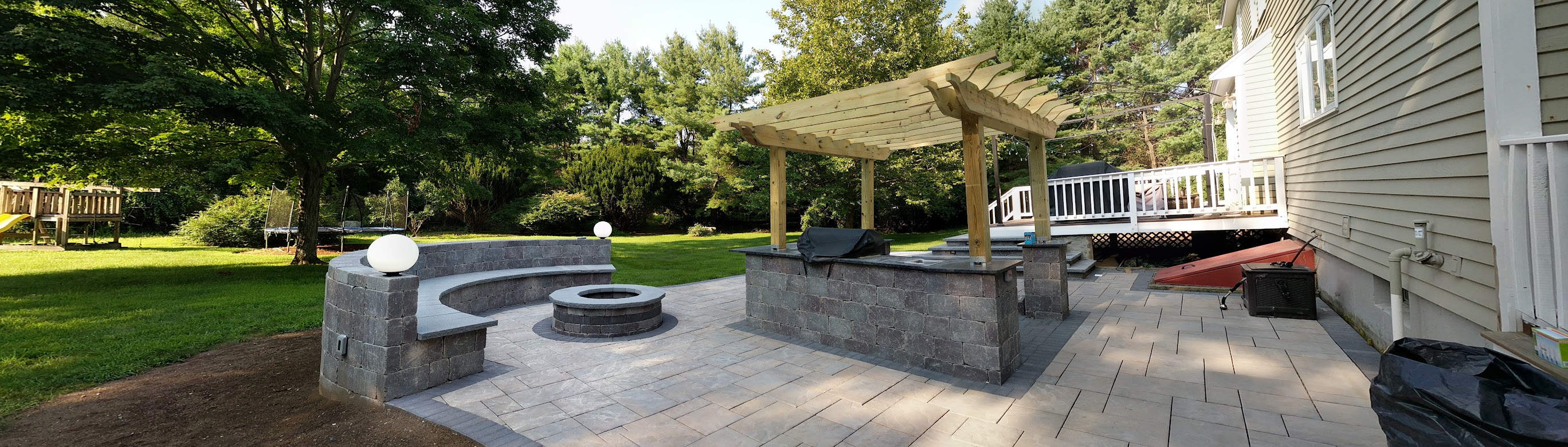 A panoramic view of the backyard