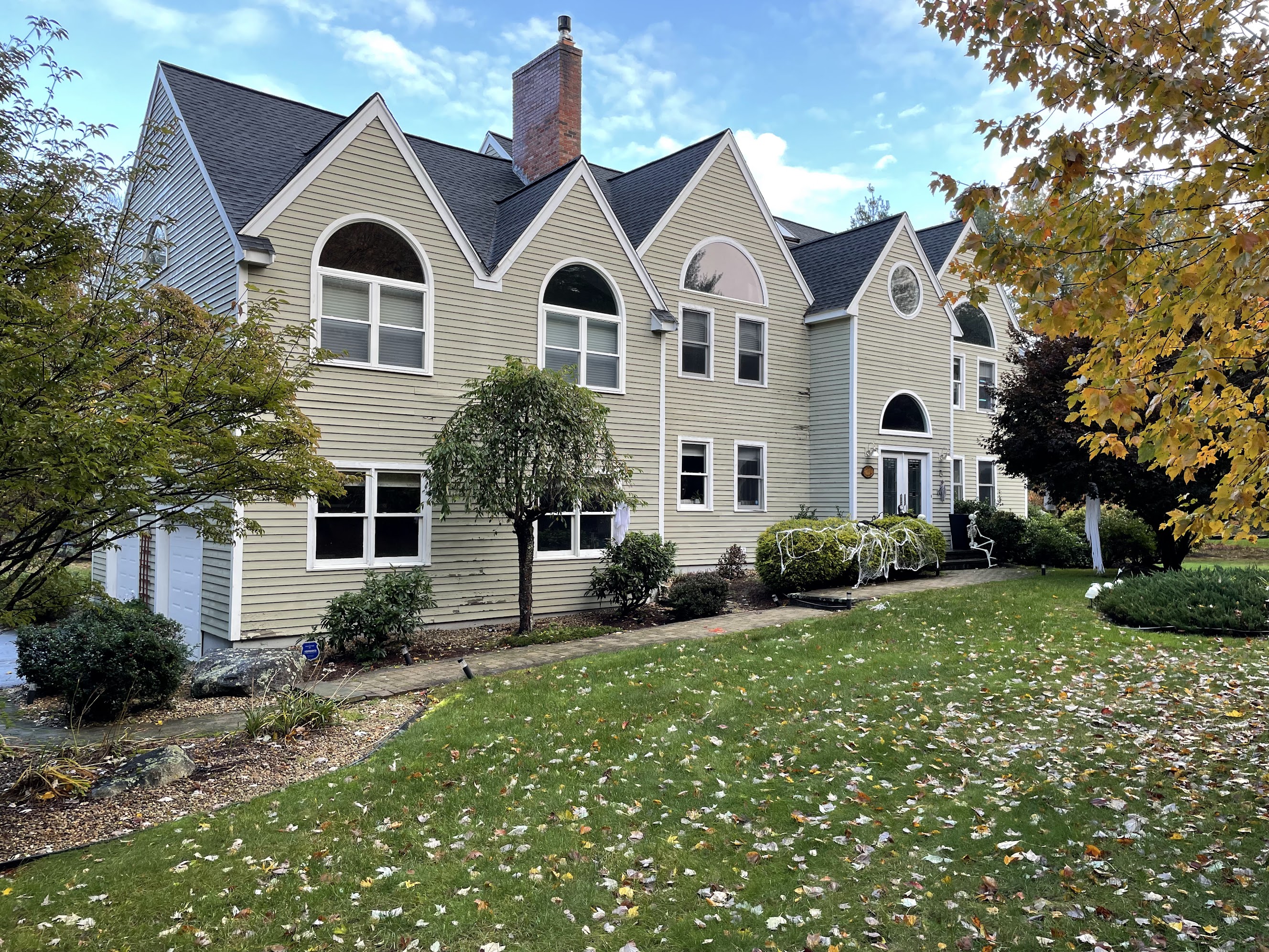 The front of the house in autumn